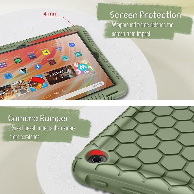 Fintie Silicone Case for 10.1 Kindle Fire HD 10 13th Gen 2023 Black | Honey Comb Pattern Lightweight Shock Proof Back Cover Anti-Slip Grip Reinforced Corners Protection Impact Resistant