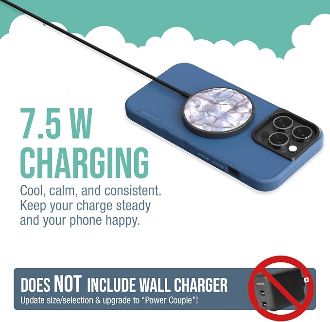Smartish Magnetic Wireless Charger Compatible with MagSafe - Charge Dinghy - 7.5W Fast Charging for iPhone 14/13/12 Series/AirPod 3 [USB-C &amp USB-A] Compatible with Stands &amp Mounts - Freshly Ba