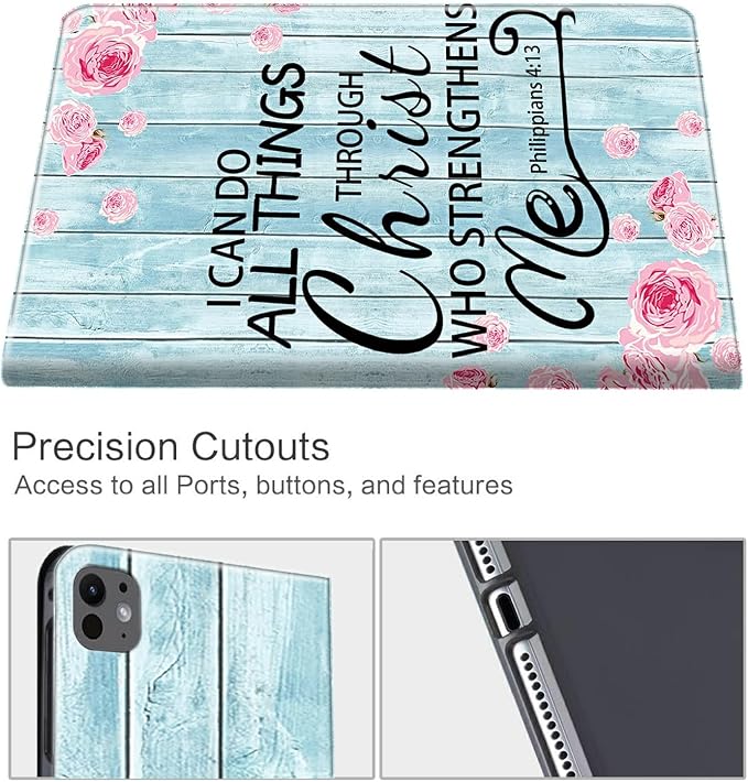 for iPad Air 11 (2024)/ iPad Air 6th/5th/4th Gen Case (2025/2024/2022/2020) 10.9 Inch CaseBEOTIWAD Shockproof Slim PU Leather Stand Protective Cover with Auto Sleep/Wake-Bible Verses Philippians 4-13