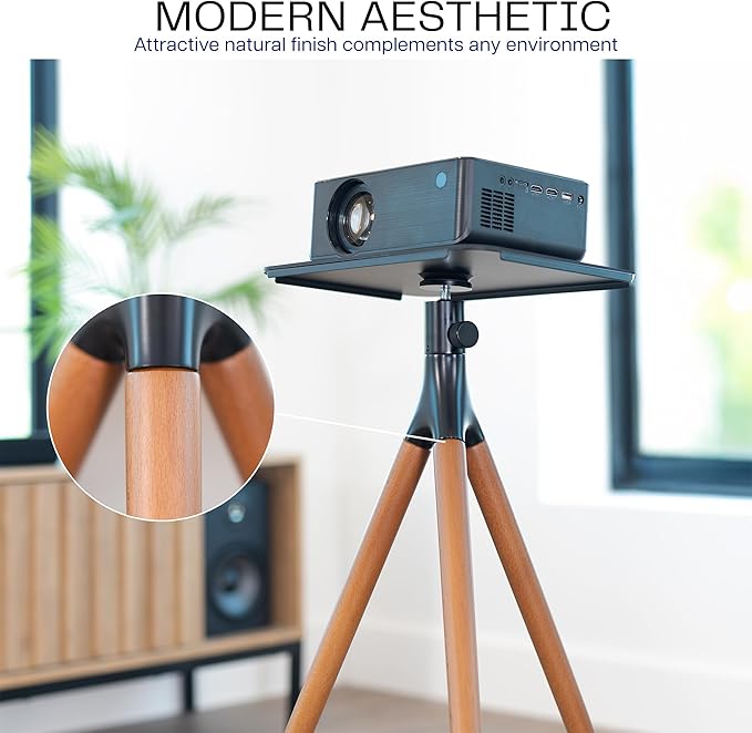 VIVO Easel Studio Projector Stand with Full Tray Articulation, Tripod Base, Dark Walnut, STAND-VP02D