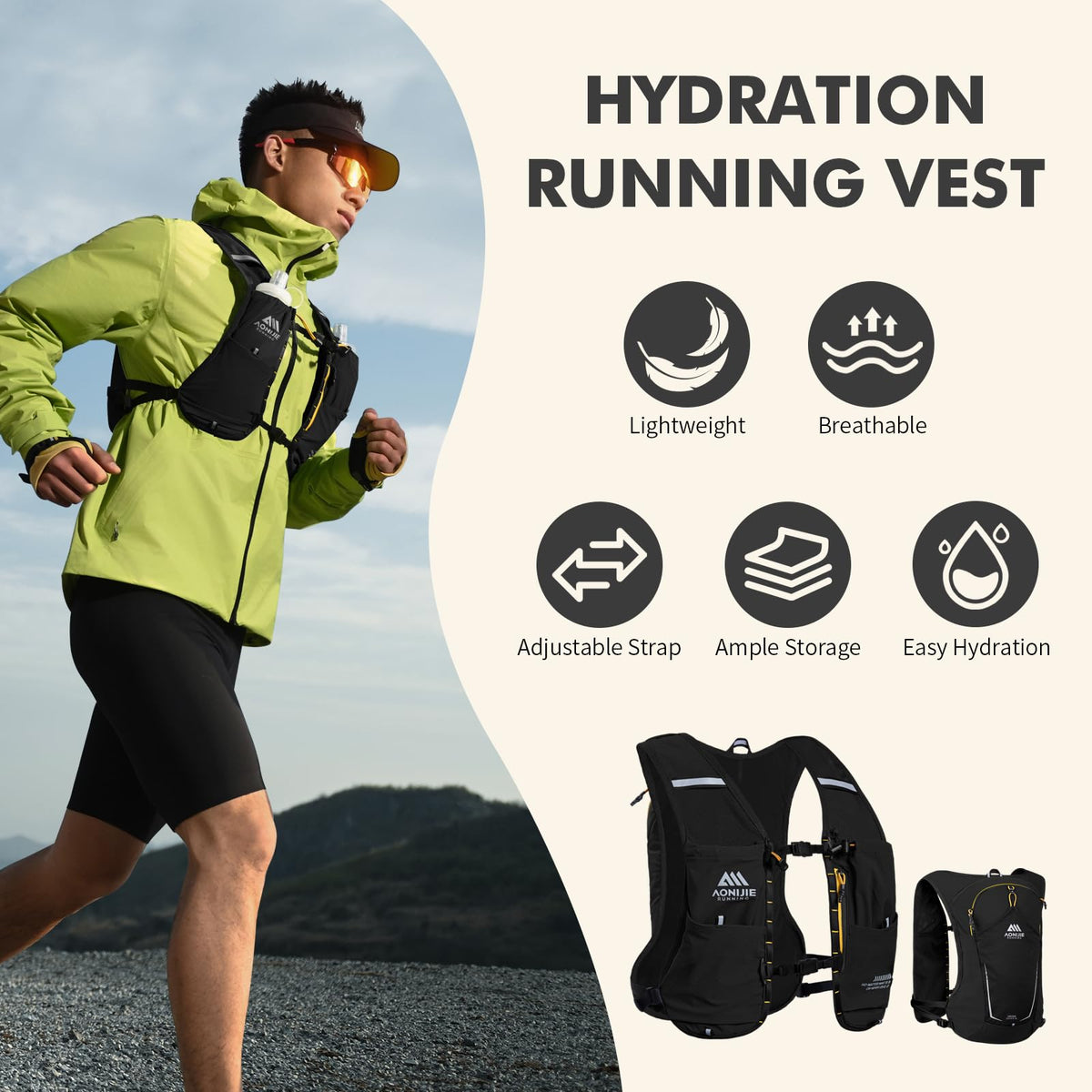 AONIJIE Running Hydration Vest for Women Men 8L Hydration Backpack Hiking