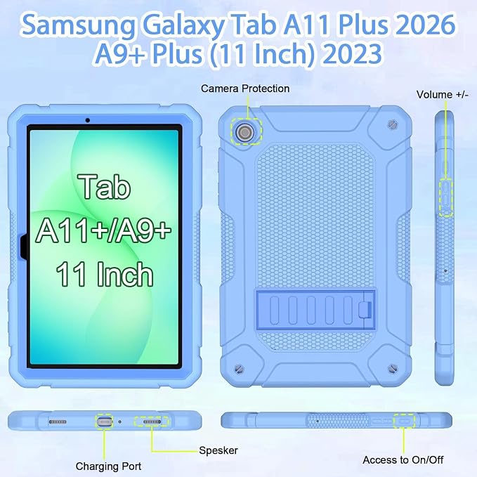 BMOUO Case for Samsung Galaxy Tab A11+ Plus/A9+ Plus 11 Inch 2026/2024 Heavy Duty Shockproof Rugged High Impact Protective Galaxy Tab A11 Plus/A9 Plus Case Black
