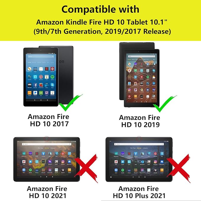 Case for Amazon Kindle Fire HD 10 Tablet 10.1 (9th/7th Generation 2019/2017 Release) - PU Leather Folio Case with Smart Auto Wake/Sleep African American Girl