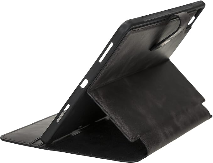 Genuine Leather Handmade iPad 10.2 Magnetic Closure Case with Separeted Compartments and Card Slots for Women &amp Men (8th Gen 2020) (7th Gen 2019) (Black)