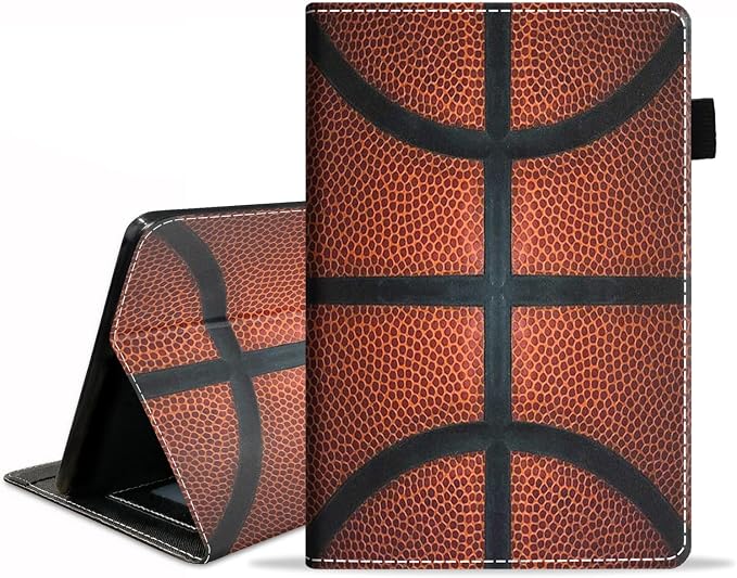 Case for Kindle Fire HD 10 Tablet 10.1 (9th/7th Generation 2019/2017 Release) - Slim PU Leather Stand Flip Cover with Card Slot &amp Pencil Holder Basketball Surface