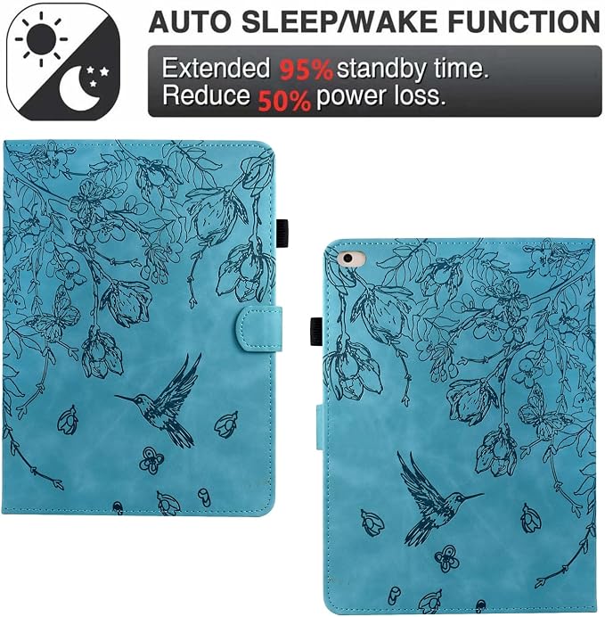 Case for iPad 9th/8th/7th Generation iPad 10.2 Case (2021/2020/2019 Model iPad 9/8/7 Case) PU Leather Folio Folding Stand Cover for iPad 10.2 inch Auto Wake/Sleep Hummingbird