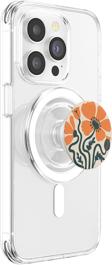 Orange Poppy Flowers and Orange Stems PopSockets Adhesive PopGrip