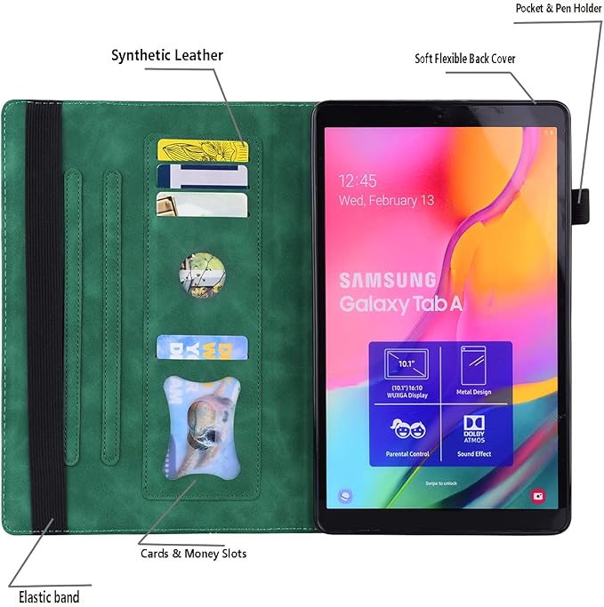 Dteck Case for Samsung Galaxy Tab S9 FE+ Plus 5G Tablet Case 12.4 2023 with Pencil HolderPU Leather Embossed Flower Cat Folio Multi-Angle Viewing Stand Shockproof Protective Tablet 12.4 CoverBlue