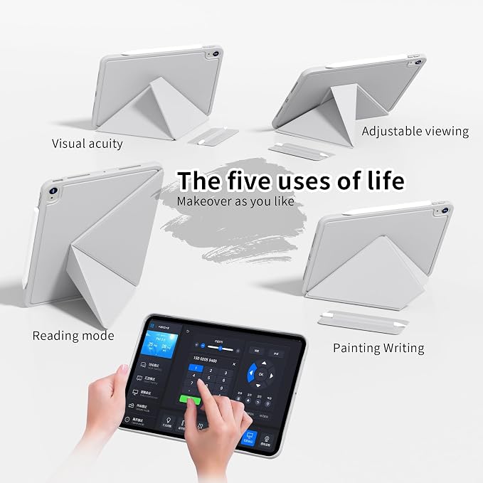 kenke Magnetic Case for iPad Air 11'' Air 10.9'' 5th/4th Gen Black | For iPad Air 11 M4 M3 M2 Air 10.9 (5th/4th 2022/2020) Multi-Folding Stand Cover Detachable Frame Back Auto Wake/Sleep