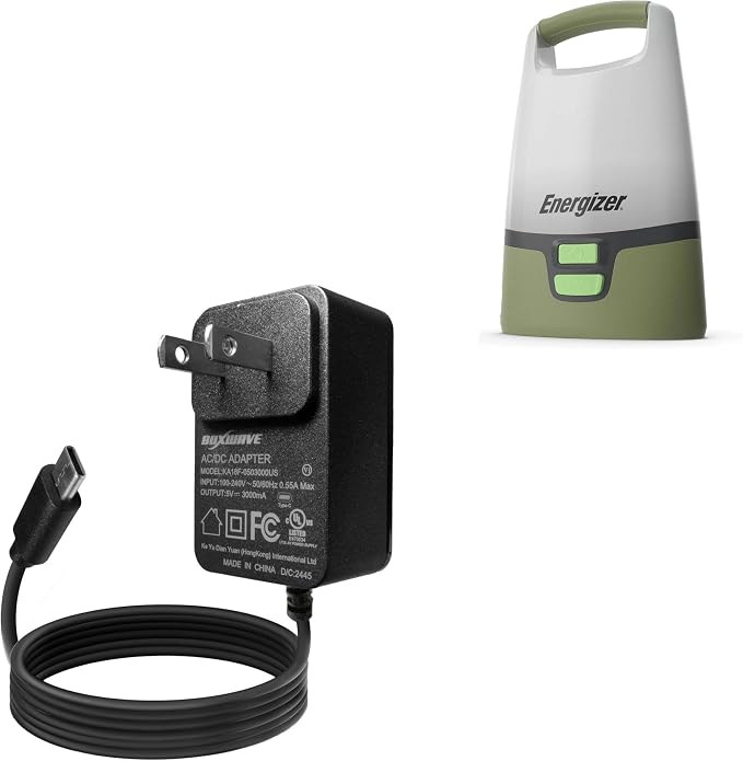BoxWave Charger Compatible with Energizer Vision LED Camping Lantern - Wall Charger Direct (15W) Rapid Charge Your Device with Built-in 3ft Cable