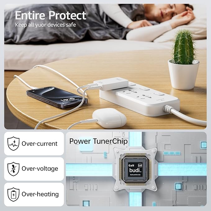 BUDI 33W Extra Slim Portable Wall Charger 2-Port Wall Charger Convenient Travel Accessories Compatible with MacBook and IPad iPhone Samsung Galaxy USB C Laptop Switch Etc. (33W iPhone Set)