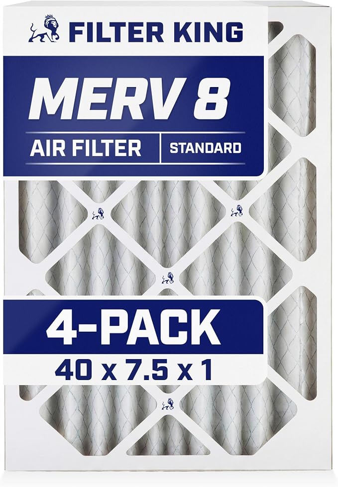 Filter King 40x7.5x1 Air Filter | 4-PACK | MERV 8 HVAC Pleated A/C Furnace