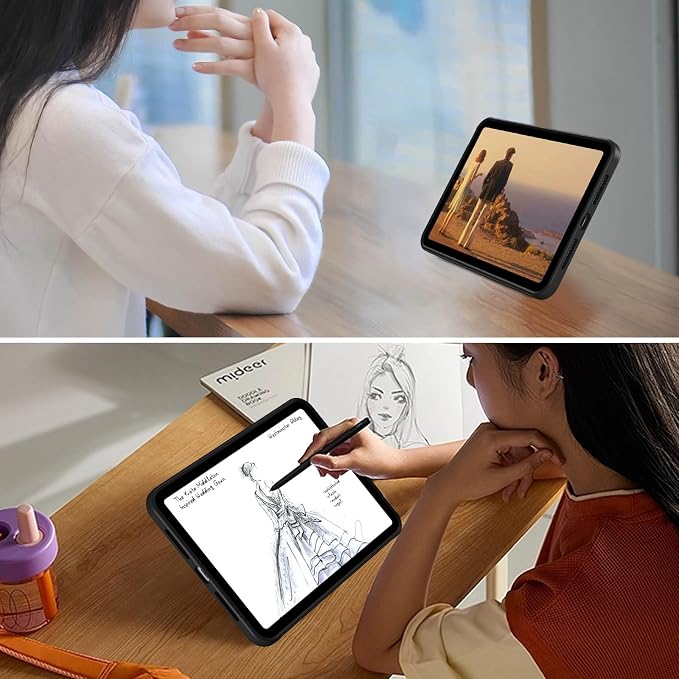 GUAGUA for iPad Mini 7 Case 2024 (A17 Pro) iPad Mini 7th/6th Generation Case with Stand(2024/2021) 8.3'' Translucent Matte Back Slim Shockproof Protective Kickstand Case for iPad Mini 7th/ 6th Black