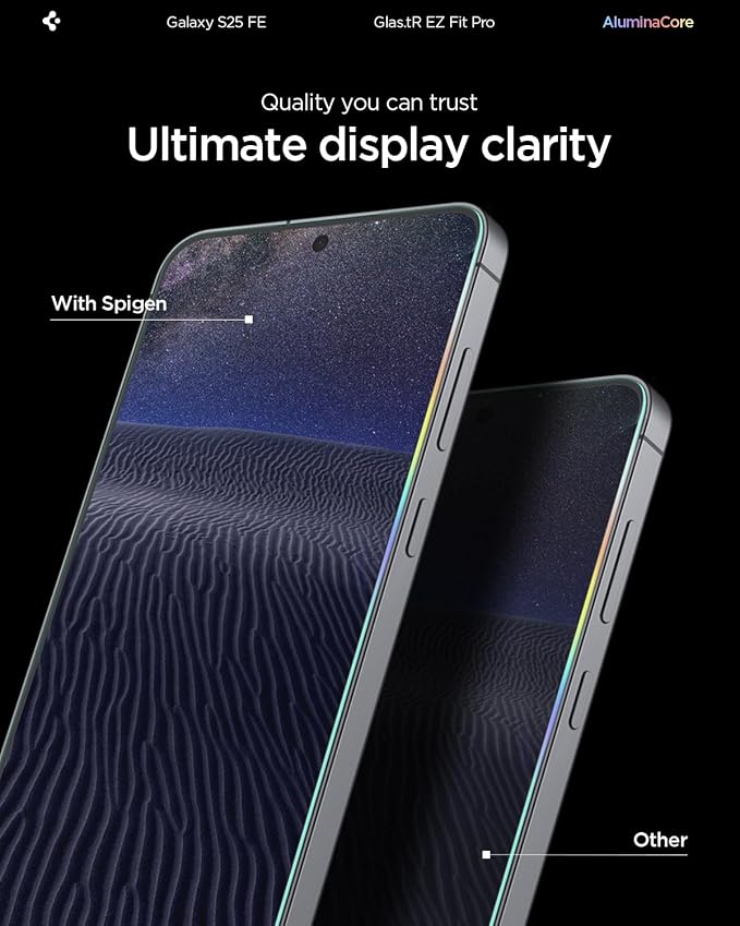 Spigen GlasTR EZ FIT Screen Protector for Galaxy A56 5G / S24 FE / M56 5G | 9H Hardness Tempered Glass Easy Installation Kit Case-Friendly Crystal Clear Touch Responsive Oleophobic Coating