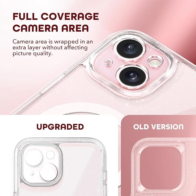 Magnetic for iPhone 15 Case, Compatible with MagSafe, Built-in Privacy Screen Protector and Camera Protection, Anti Spy Full Body Dustproof Shockproof Hard Phone Case 6.1", Shiny Clear