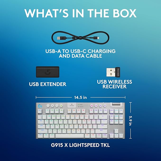 Logitech G915 X Lightspeed TKL Low-Profile Wireless Gaming Keyboard, Double-Shot PBT Keycaps, Fully Programmable Keys, RGB Backlighting, Sleek Aluminum Finishing, GL Brown Tactile - PC/Mac - Black