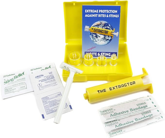 Sawyer Products Venom Extractor & Suction Pump Kit for Snake Bite, & Bee, Wasp, and Mosquito Stings, Yellow, One Size (B4)