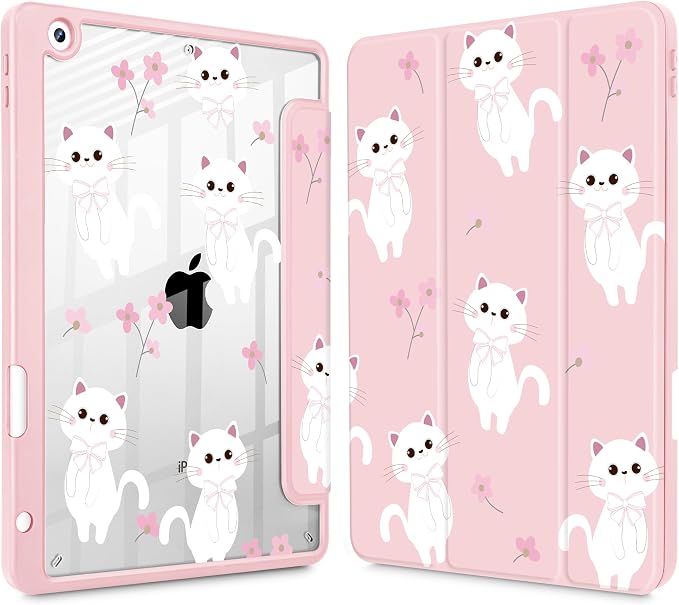 Tuiklol for iPad 10.2 inch 9th / 8th / 7th Gen 2021 2020 2019 Release Case | Built in Pencil Holder - TPU Protection Trifold Stand Stand Clear Back Tablet Cover With Auto Wake/Sleep Blue berries