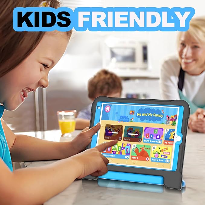 YIHE Kids Case for iPad 10.2 9th/8th/7th Gen Pro 10.5 &amp Air 3 BlackBlue | Full Body Shockproof Protective Cover Handle Stand Built-in Screen Protector Fun Colors