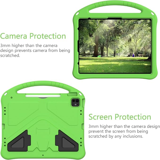 Kids Case for iPad Air 13 (2026/2025/2024) M4/M3/M2 &amp iPad Pro 13 2024 &amp iPad Pro 12.9 Cover 6th/5th/4th/3rd Gen (2022/2021/2020/2018) DIY Figures EVA Rubber Handle Stand Shockproof Bumper