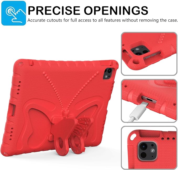 Kids Case for iPad Air 13 (2026/2025/2024) M4/M3/M2 &amp iPad Pro 13 2024 &amp iPad Pro 12.9 Cover 6th/5th/4th/3rd Gen (2022/2021/2020/2018) DIY Figures EVA Rubber Handle Stand Shockproof Bumper