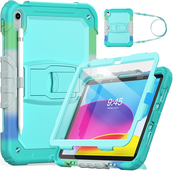 HXCASEAC Case for iPad 9th/8th/7th Generation Case Kids Boys Drop Proof | Built-in Screen Protector Pencil HolderStand Protective Silicone Shockproof Hard Rugged Black