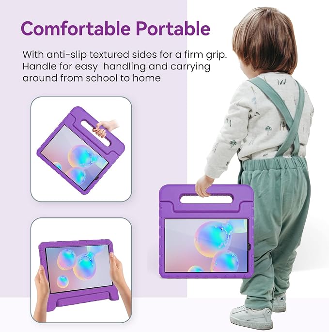 Kids Case for Samsung Galaxy Tab S6 Lite 10.4 Inch with S Pen Holder Black | Fits 2024/2020/2022 Released Shockproof EVA Lightweight Foldable Handle Stand Washable Kids-Friendly