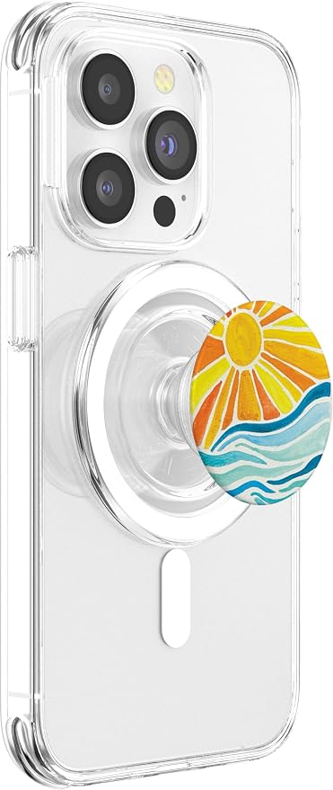Sun and Waves Illustration PopSockets PopWallet for MagSafe