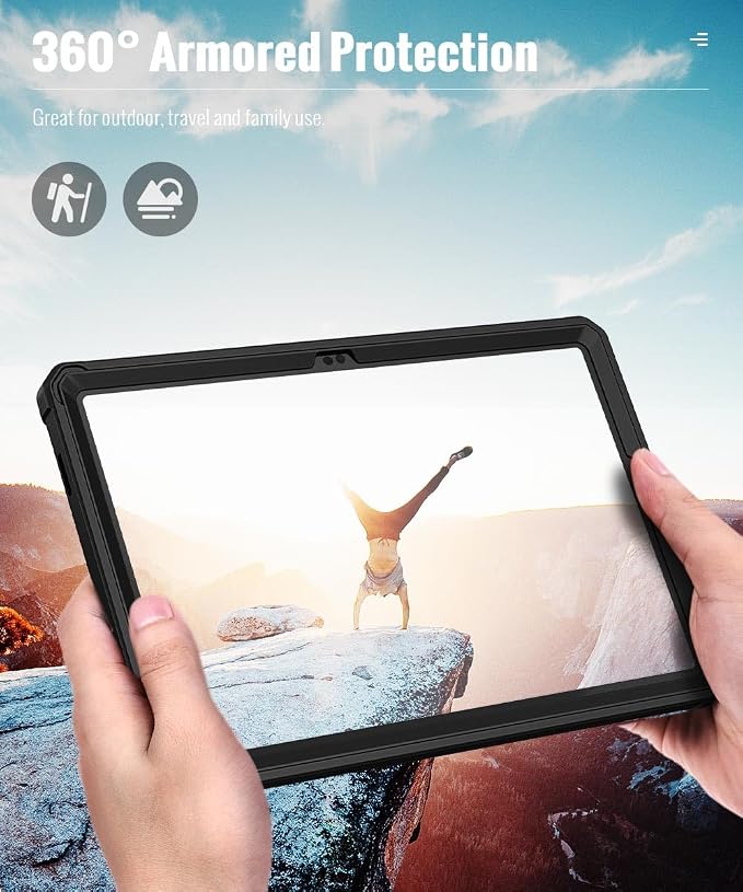 MoKo Shockproof Case Fit Samsung Galaxy Tab A11+ Plus/ A9+ 11 Inch | Full Body Rugged Stand Back Cover with Built-in Screen Protector for Galaxy Tab A11+/ A9+ Tablet Light Gray