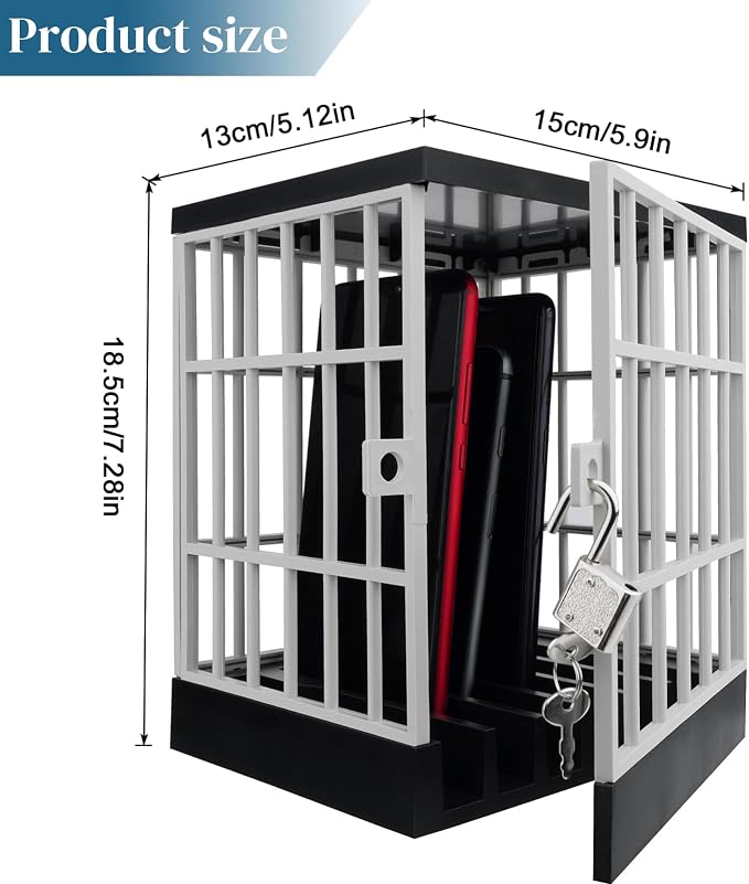 Gemaxvoled Cell Phone Jail-Phone Cage with Lock and Key Phone Lock Box Cell Phone Locker for Classroom/Family