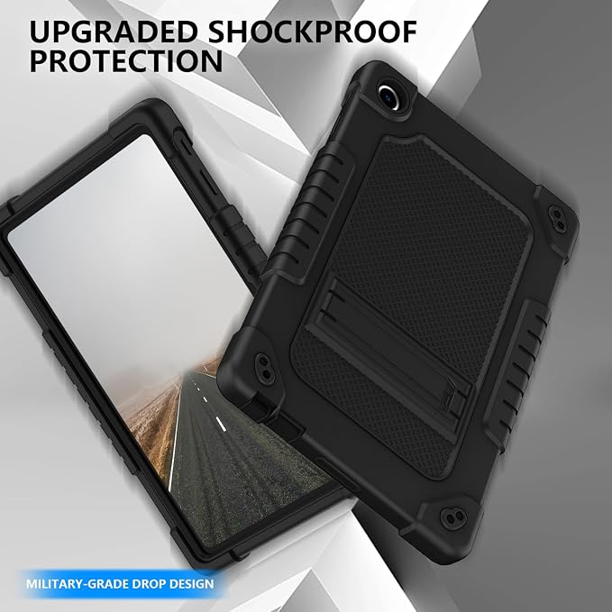 for Onn 10.4 Tablet Pro 2023 Model 100110603 Case Hybrid Silicone+Hard Back Friendly Case Built in Kickstand Shoulder Strap Compatible with Walmart Onn 10.4 Tablet Pro (Black)
