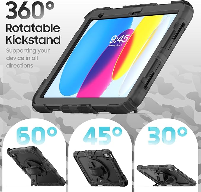 Dteck for Apple iPad 11 inch (A16 11th Gen) iPad 10.9 inch (10th Gen) Slim Clear Case with Kickstand Pencil Holder Reinforced Shockproof Corners Soft TPU Lightweight Protective Cover Transparent
