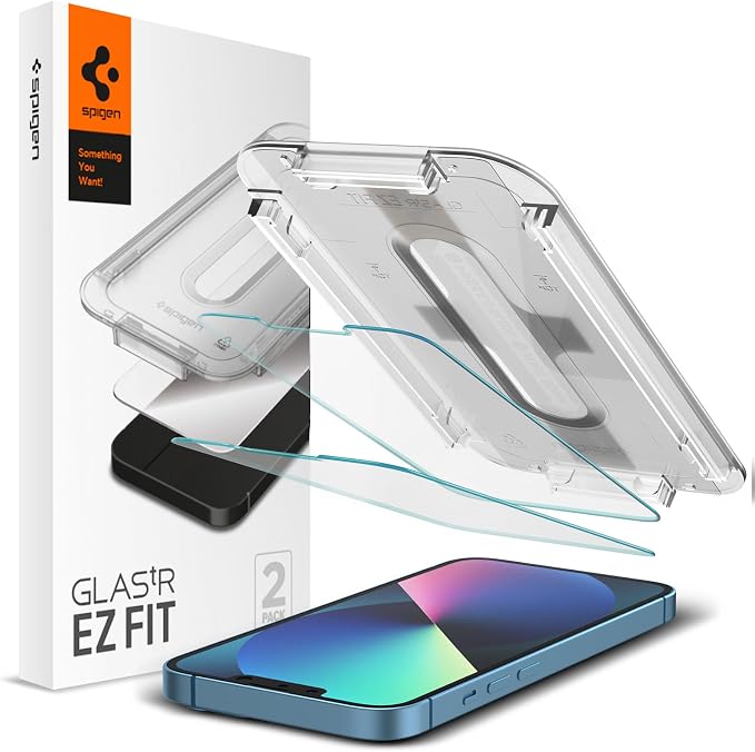 Spigen GlasTR EZ FIT Screen Protector for iPhone 13 Mini | Tempered glass including installation kit crystal clear scratch-resistant case-friendly 9H hardness film