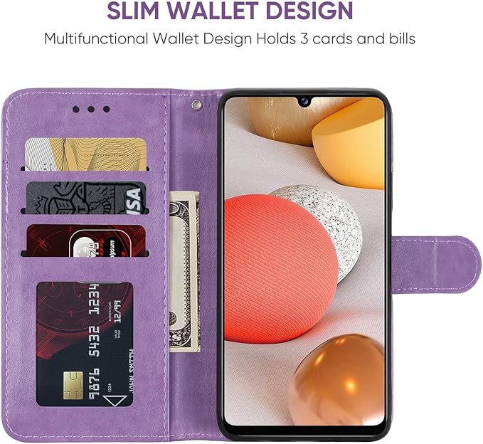 Case for Galaxy A42 5G Case Galaxy M42 5G SM-A426 Wallet Case with Tempered Glass Screen Protector Leather Flip Credit Card Holder Stand Phone Cover Cases for Samsung Galaxy A42 5G Blue