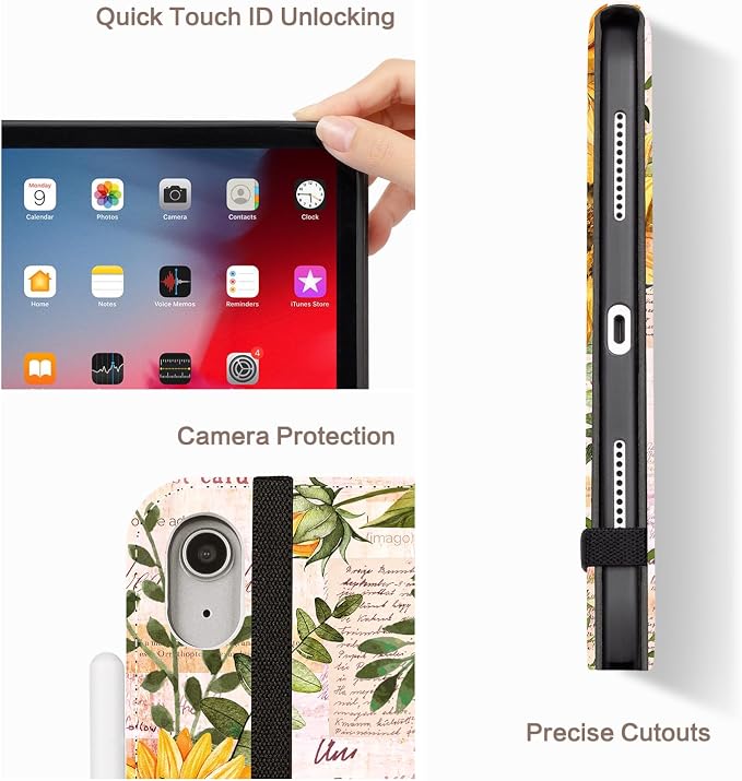 Lokigo Case for iPad (A16) 11th/10th Generation Aurora Forest | for iPad 11th-11 Inch/10th-10.9 Inch Stand Cover Pencil Holder/Hand Strap/Pocket Support Touch ID Auto Wake/Sleep