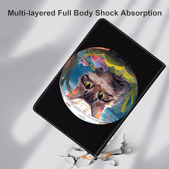 Vintage Floral Astronaut iPad 9th Gen Case - 10.2 Inch Standing Cover with Auto Sleep/Wake