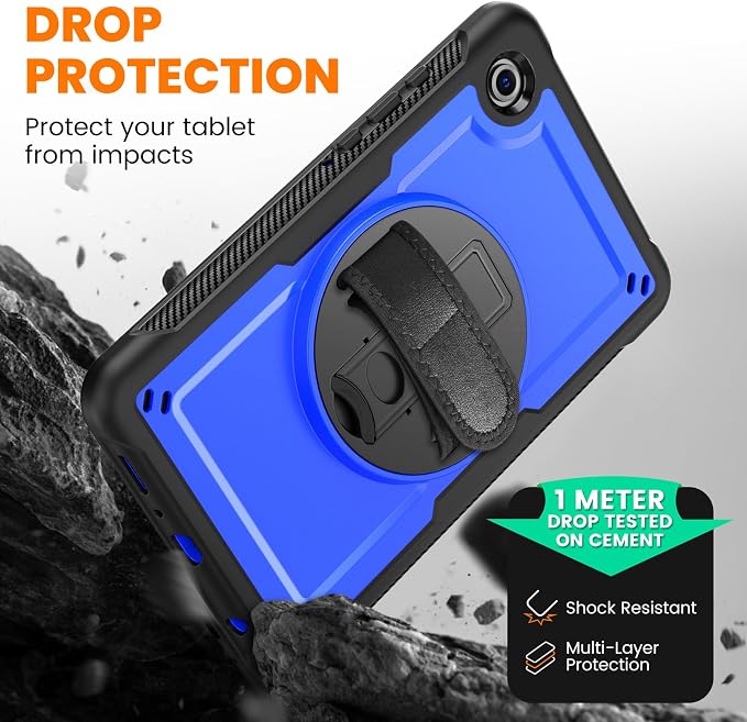 KAIJIAbox Case for Samsung Galaxy Tab A11+ Plus/Tab A9+ Plus 5G 11 Inch | 7 in 1 Protection: Screen Protector Pen Holder 360° Stand Hand Strap Shoulder Strap Drop-Proof Lightweight-Clear
