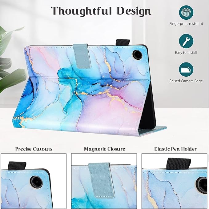 Case for Samsung Galaxy Tab A9 8.7 Inch 2023 (SM-X110/X115/X117) Suede Embossed Flower Flip Stand Protective Shell with Pen Holder &amp Card Slot No Smart Auto Wake/Sleep Function Brown