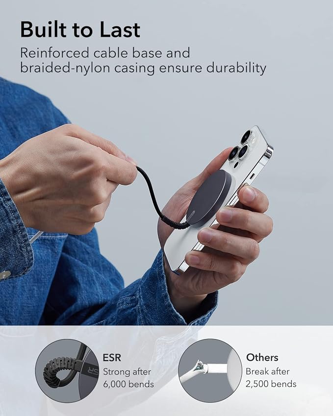 ESR HaloLock Mini Wireless Charger MagSafe-Compatible Charger Compatible with iPhone 15/14/14 Plus/14 Pro/14 Pro Max/13/12 Series