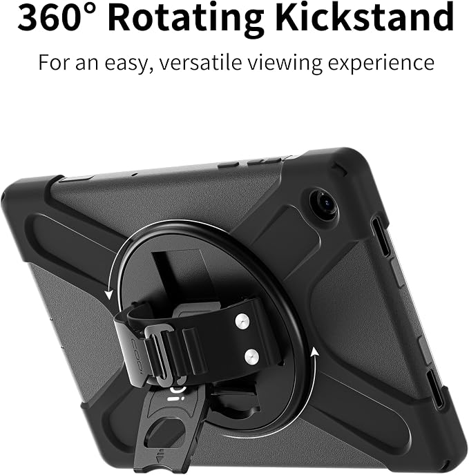 CODi Rugged Case for Samsung Galaxy Tab A11+ with Built-in Screen Protector – 360° Drop Protection MIL-STD-810G Certified Rotating Kickstand Hand Strap &amp Shoulder Strap Heavy Duty Tablet Cover
