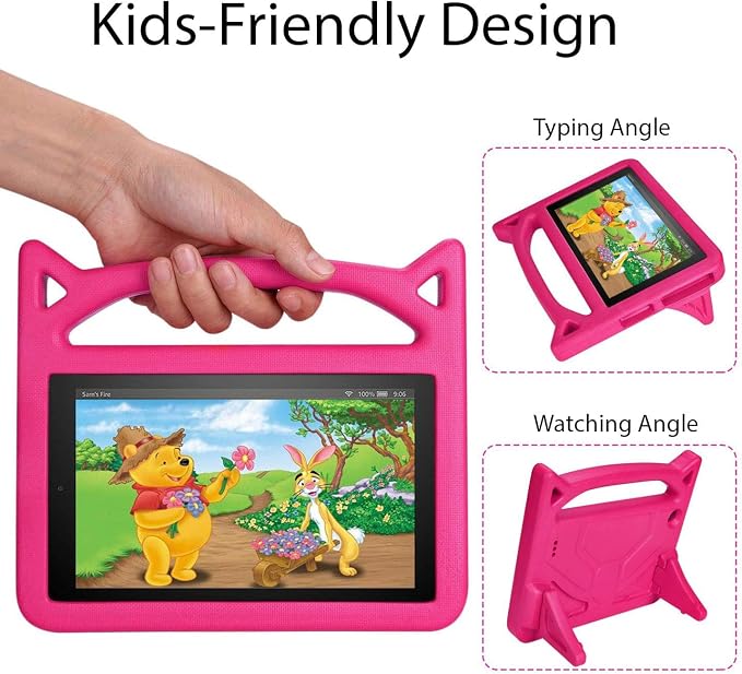 Case for Amazon Fire HD 10 Inch Tablet (11th Generation 2021 Released) - Lightweight Shockproof Kickstand Handle Kids Cover Case + 1 Screen Protector and 1 Stylus (Black)