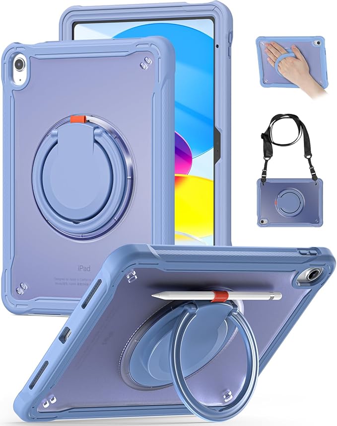 BRAECN for iPad (A16) 11th/10th Generation Case 11 inch 2025/10.9'' 2022 Handle Protective Cover 360 Rotating Ring Stand Shockproof Dropproof Case for Kids Kickstand &amp Pencil Holder &amp Shoulde