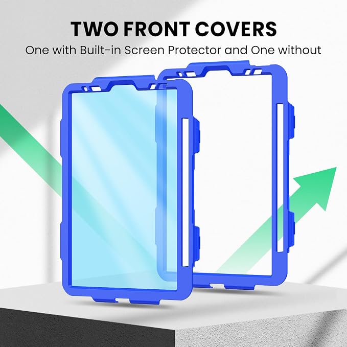 SEYMAC Case for iPad Pro 11 4th/3rd/2nd/1st Gen 2022-2018 Black | Full-Body Shockproof Protective Built-in Screen Protector 360° Rotating Stand Hand/Shoulder Strap Pencil holder