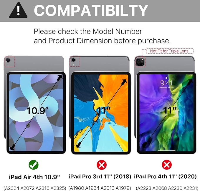 TNP Cover Case for iPad Air 11 Inch M2 6th 2024 5th 4th Generation(2022 2020) - 10.9 Almond Blossom Case with Pencil Holder for 2nd Gen Apple Pencil - Protective Cover with Trifold Stand