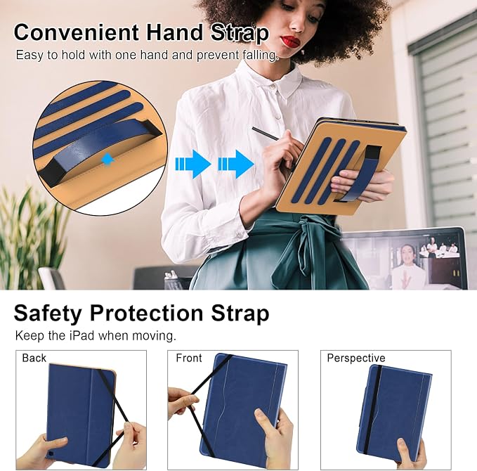 ZoneFoker for 10 Tablet Case (13th/11th Generation 2023/2021 Released) PU Leather Folio Cover with Multi-Angle Stand/Pen Holder Auto Wake/Sleep for 10/10 Plus Black+Black