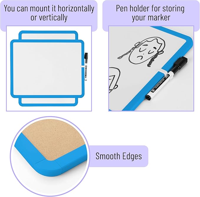 Mr. Pen- Dry Erase Board, 14” x 11” with a Black Dry Erase Marker, Small Mini White Board for Students, Back to School Supplies