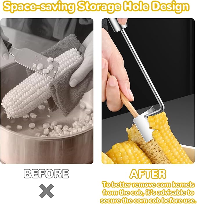 Corn Cob Stripper, Long Handle Corn Peeler for Corn on the Cob Stainless Steel Corn Stripping Tool Fast and Safe, Suitable for Home Kitchens, Restaurant Chefs, Outdoor Dining Enthusiasts