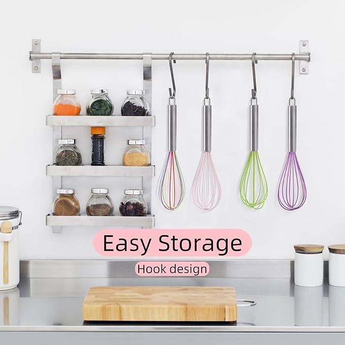 Cididu Set of 24 Silicone Whisk Bulk for Cooking, 10 In Wisking Tool Non Scratch, Flexible Rubber Whisks for Nonstick Pans, Kitchen Hand Whisk for Mother's Day Party Gifts, BPA Free Dishwasher Safe