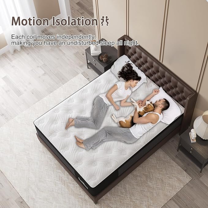 King Mattress, 12 Inch Hybrid Mattresses Eurotop with Gel Memory Foam,Motion Isolation Individually Wrapped Pocket Coils Breathable Comfort Soft Pressure Relief 100 Night Trial