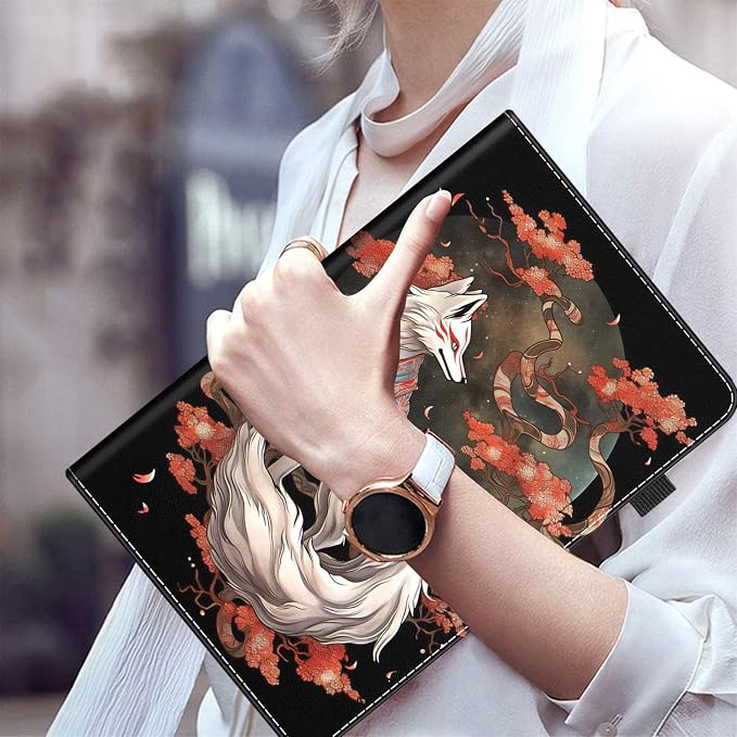 Case for All-New Amazon Fire HD 10 and 10 Plus Tablet (13th/11th Generation 2023/2021 Release) 10.1 Multi-Angle Smart Stand Cover Auto Sleep/Wake Skull and Fire